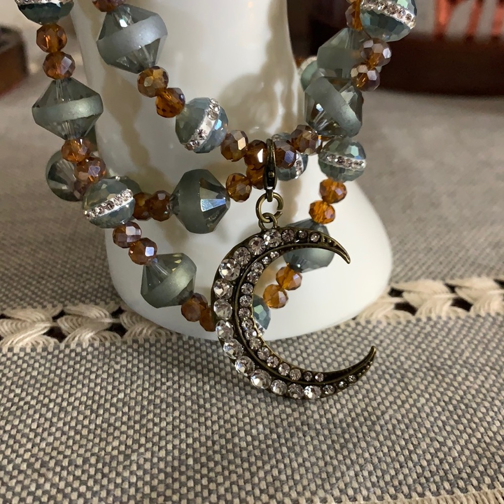 Handmade Stretch Moon Necklace and Bracelet Set
